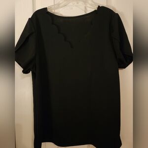 Elegant Black  with Scalloped Neckline